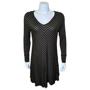 Comfy USA Chevron Striped Hooded Tunic S Pockets Modal Blend